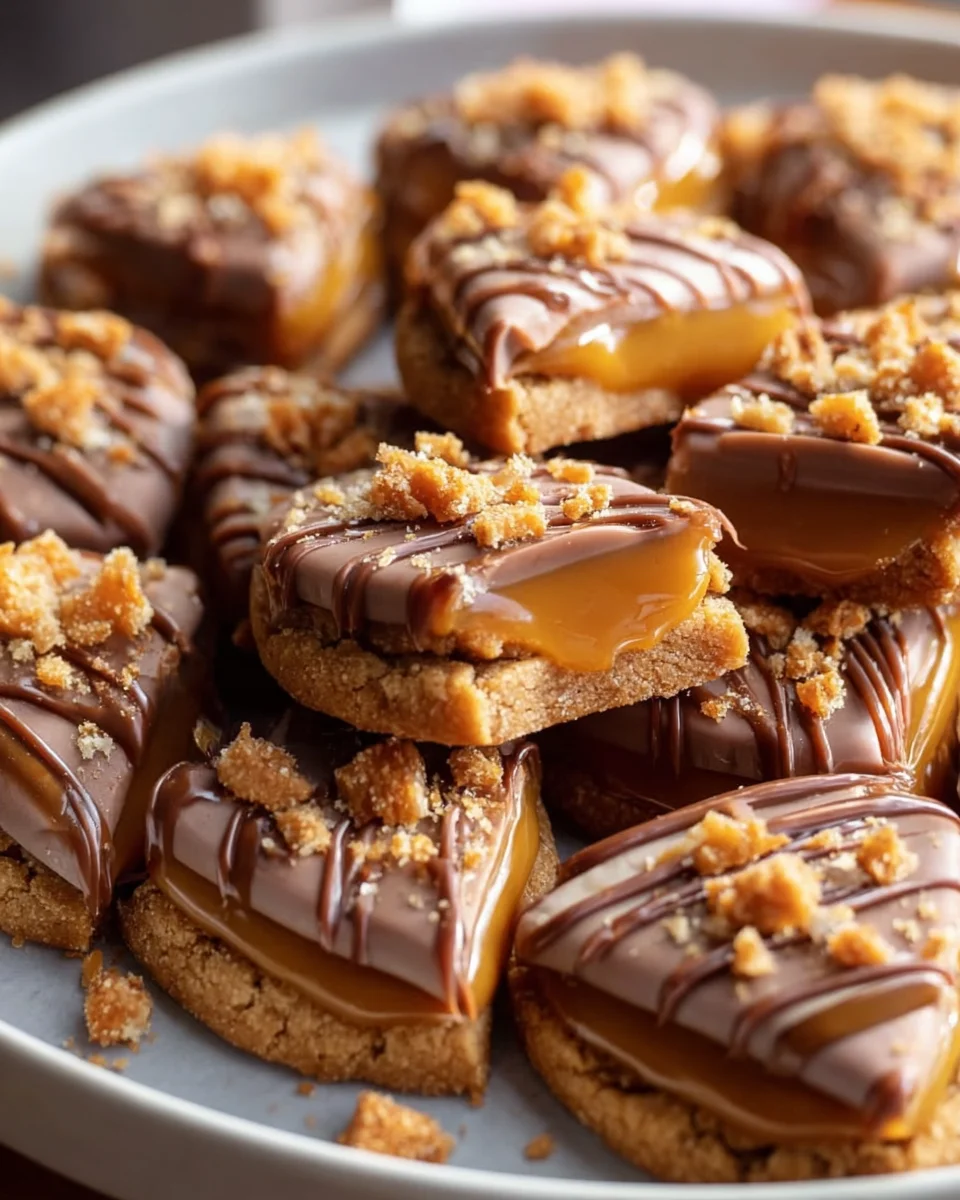 Dekadente Chewy Twix Cookies mit Karamell und Schokoladenguss