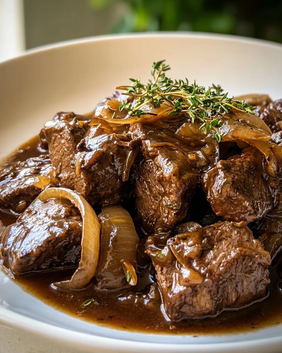 Zartes Rindfleisch in Balsamico-Zwiebel-Sauce genießen
