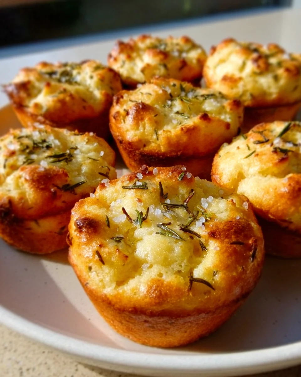Knusprige Goldene Knoblauch-Rosmarin Focaccia Muffins