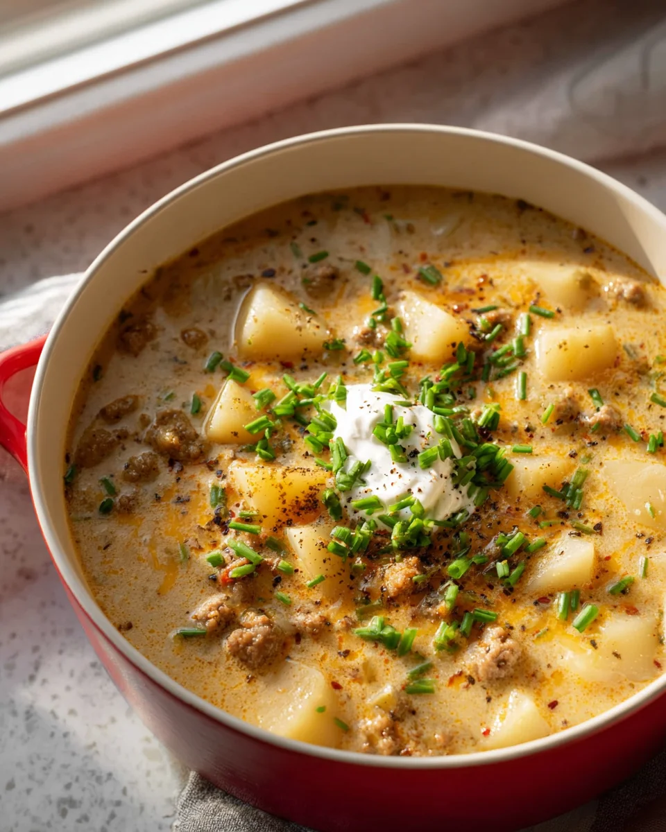 Klassische Rinderwurst Kartoffelsuppe – Herzhaft und lecker!