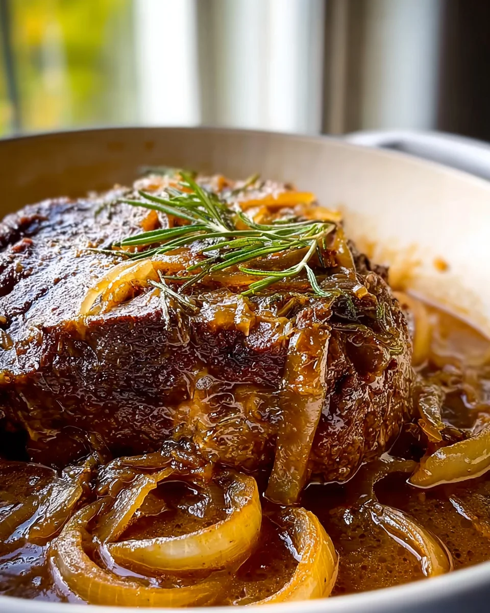 Herzhafter französischer Zwiebel-Rinderbraten für Gemütlichkeit