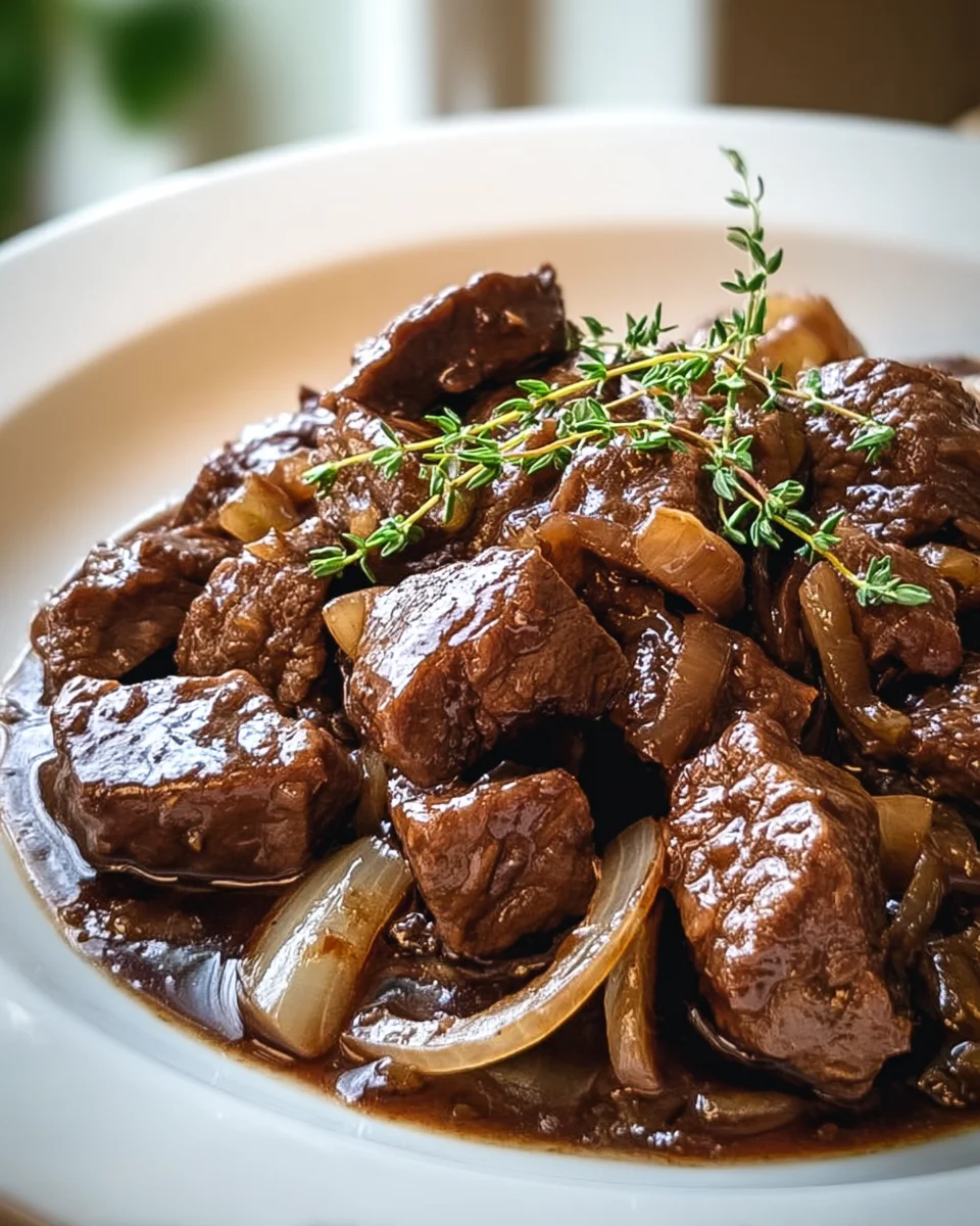 Zartes Rindfleisch in Balsamico-Zwiebel-Sauce genießen