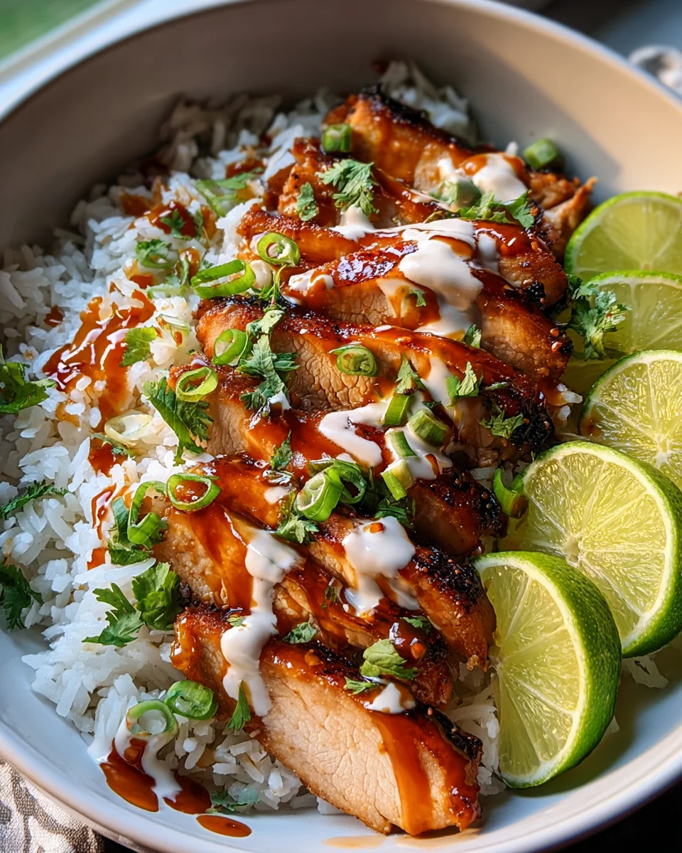 Sweet Chili Chicken Bowl mit Kokos-Limetten-Dressing Rezept