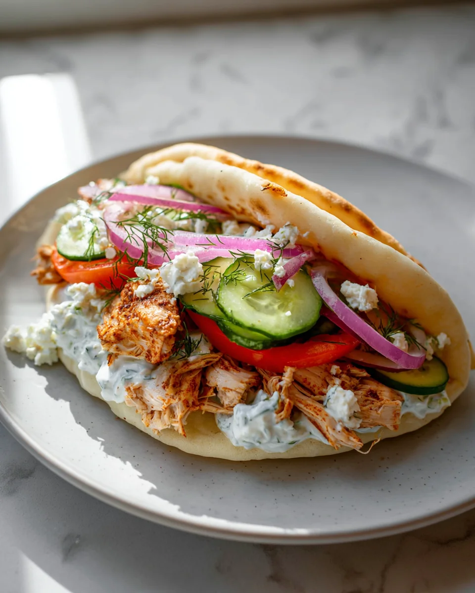 Crockpot Griechische Hähnchen-Pitas mit Tzatziki Rezept