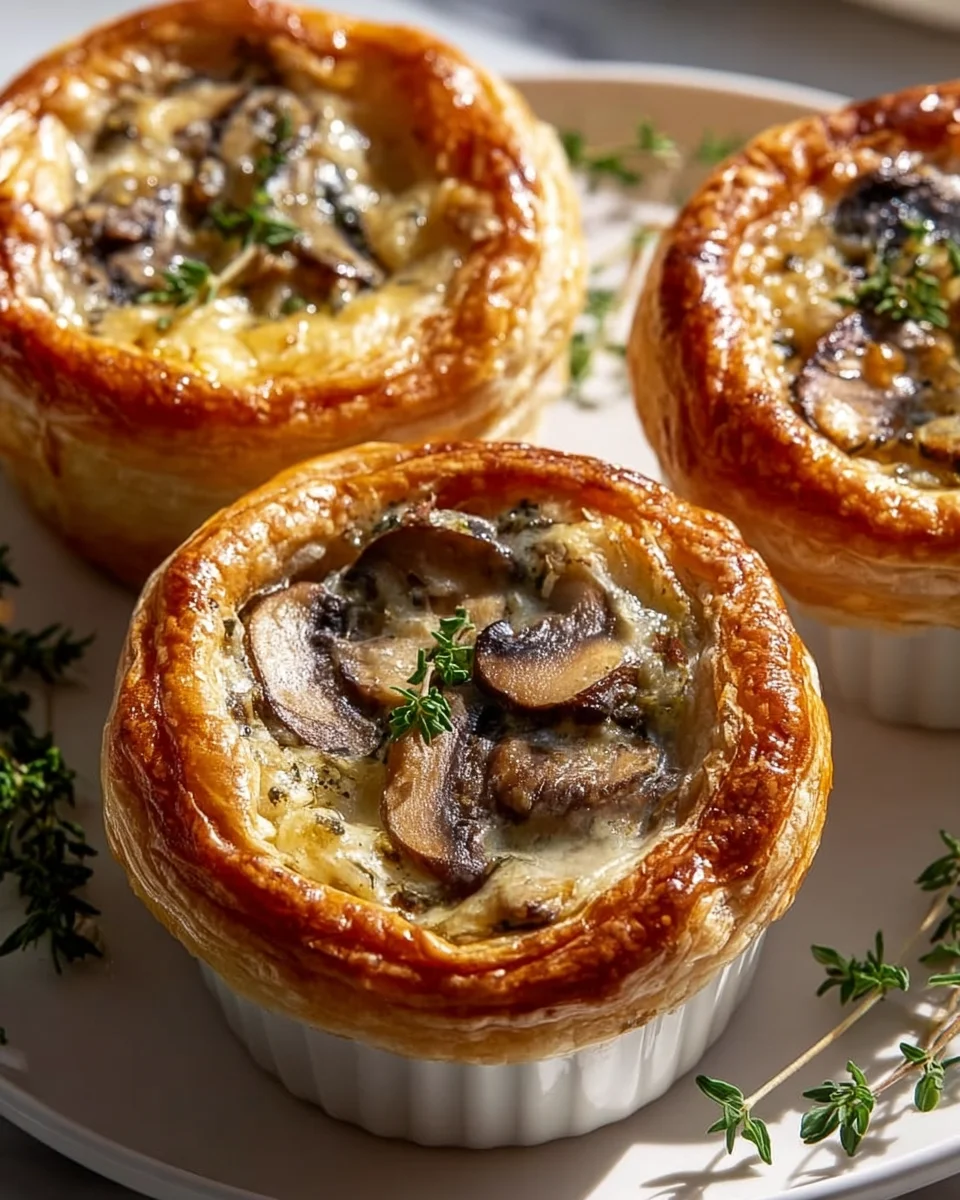 Mini Pilz-Gruyere Pot Pies mit Thymian. Herzhaft lecker!