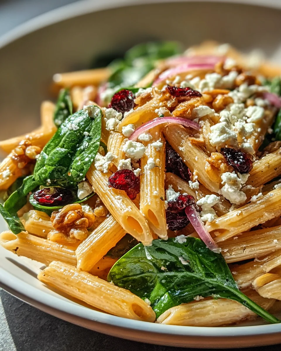 Feta-Cranberry-Penne-Salat mit Orangen-Vinaigrette Rezept