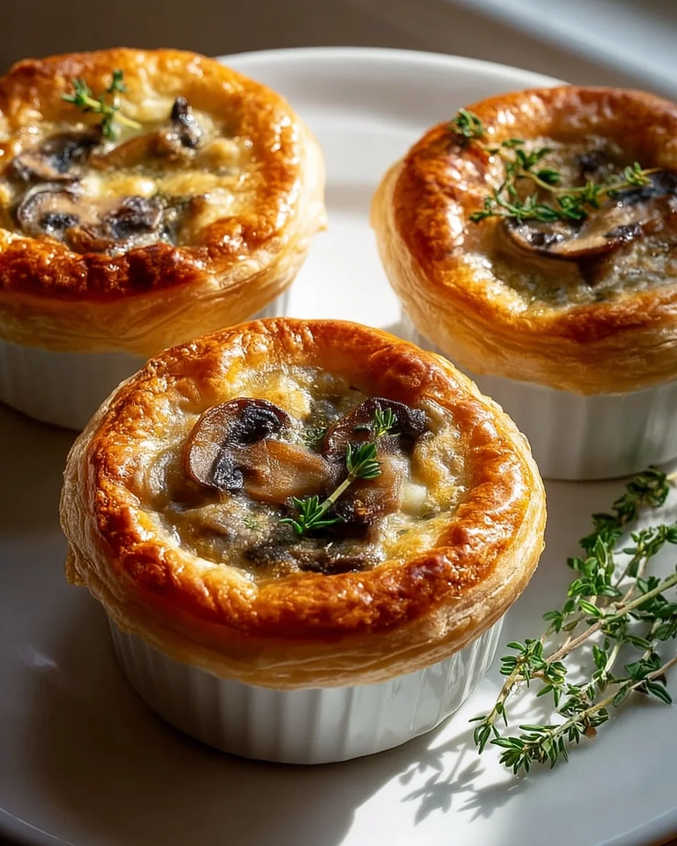 Mini Pilz-Gruyere Pot Pies mit Thymian. Herzhaft lecker!