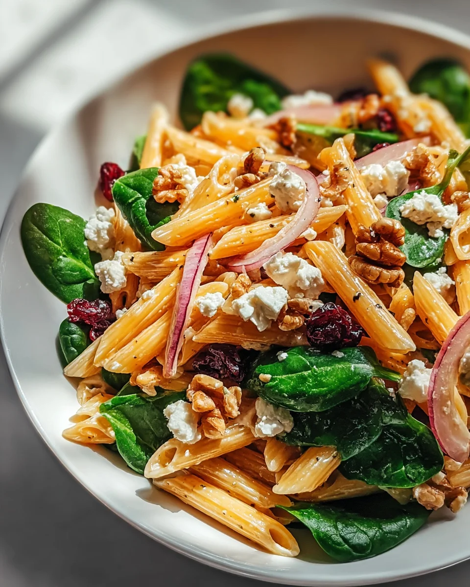 Feta-Cranberry-Penne-Salat mit Orangen-Vinaigrette Rezept
