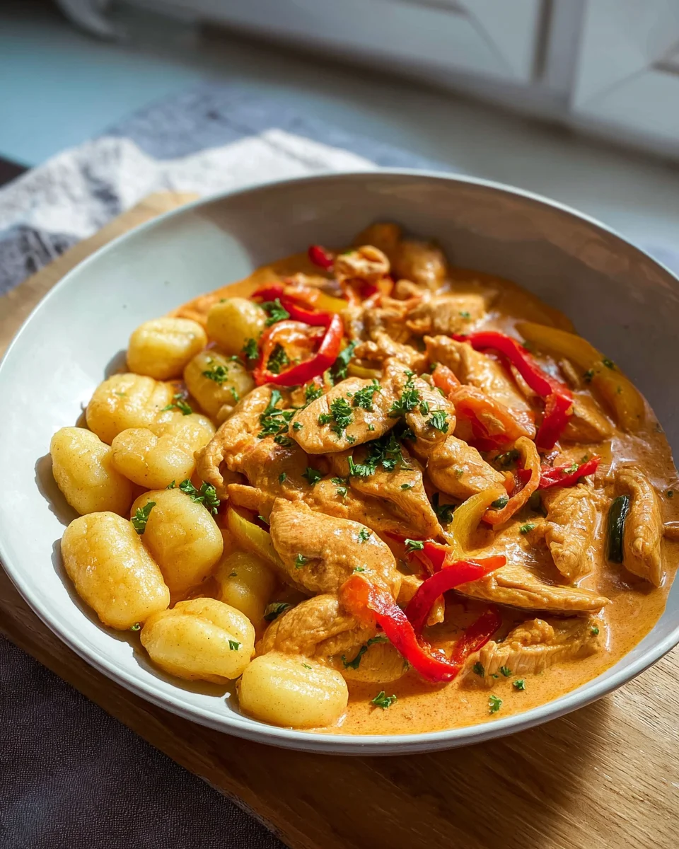 Paprika Sahne Hähnchen mit Gnocchi – Ein Genuss für Feinschmecker!