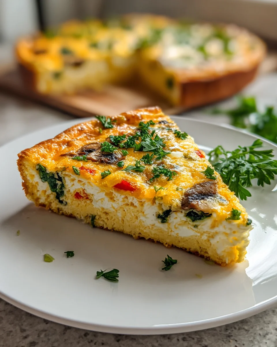 Leckere, proteinreiche Quiche ohne Boden mit Hüttenkäse