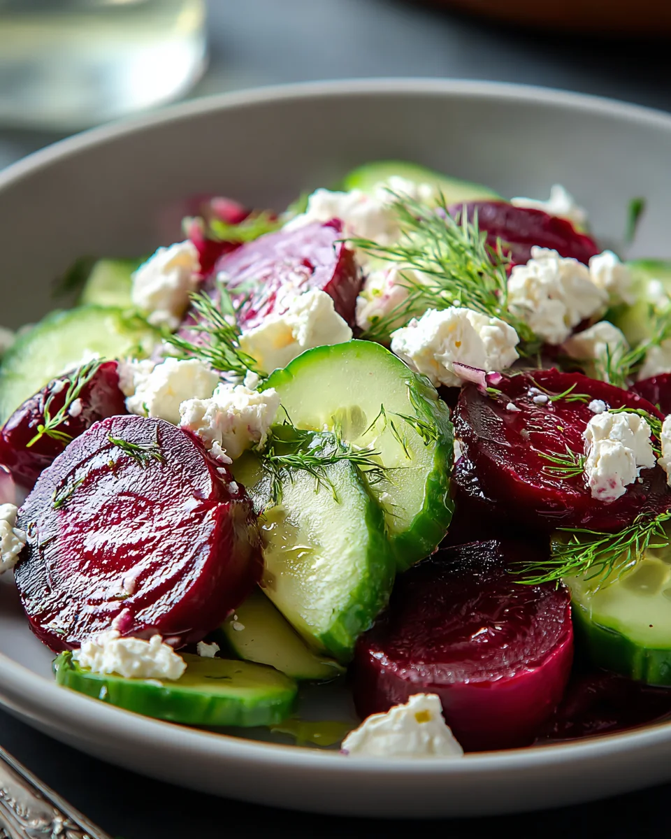 Leckerer Rote-Bete-Salat mit Feta und Gurken Rezept