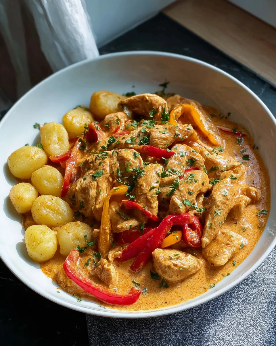 Paprika Sahne Hähnchen mit Gnocchi – Ein Genuss für Feinschmecker!