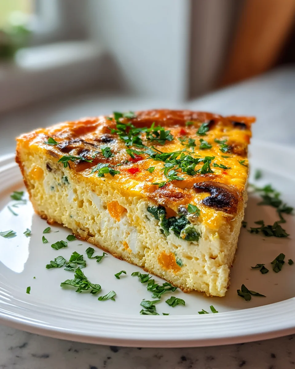 Leckere, proteinreiche Quiche ohne Boden mit Hüttenkäse