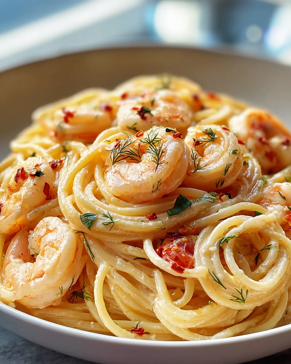 Spaghetti mit Garnelen in cremiger Frischkäsesauce Rezept