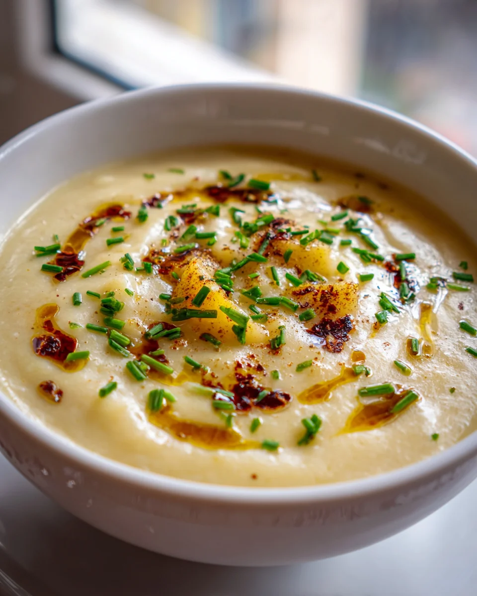 Cremige Kartoffelsuppe mit geröstetem Knoblauch Rezept