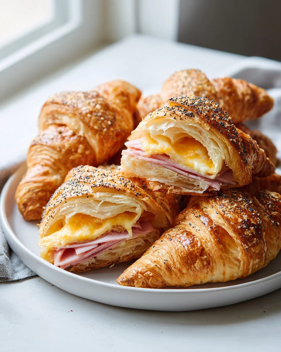 Knusprige Gebackene Rinderschinken-Käse-Croissants