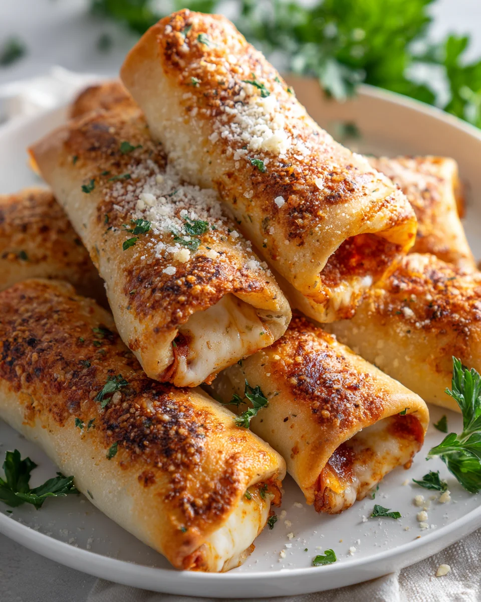 Knusprige Pizza Roll Breadsticks mit Kräuterbutter & Parmesan