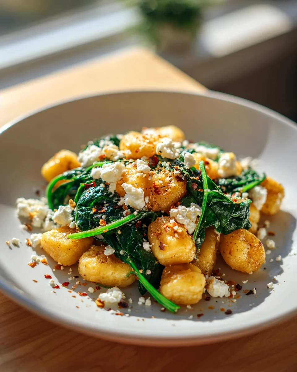 Knusprige Gnocchi mit Spinat und Feta: Dein schnelles Rezept.