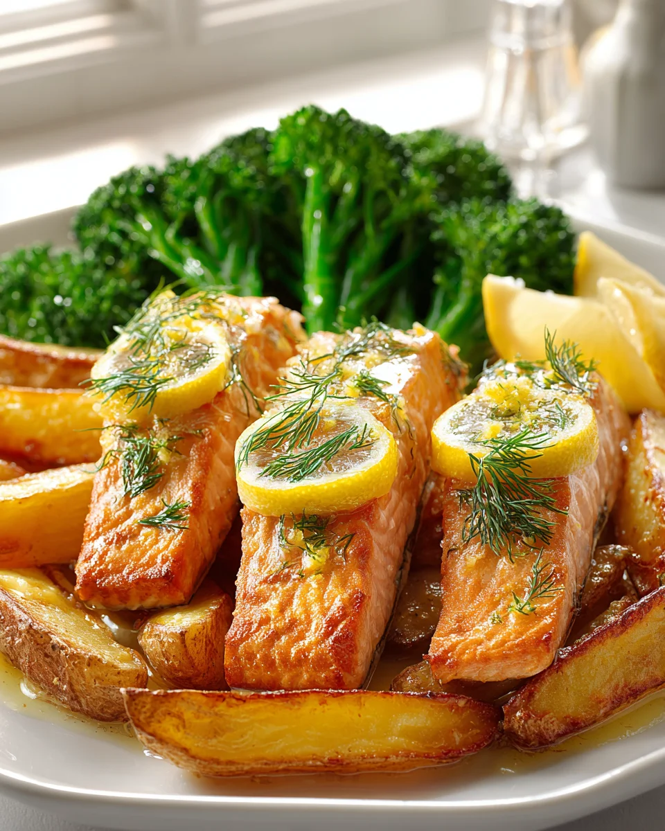 Zitronenbutterlachs mit Knusperkartoffeln & Brokkoli