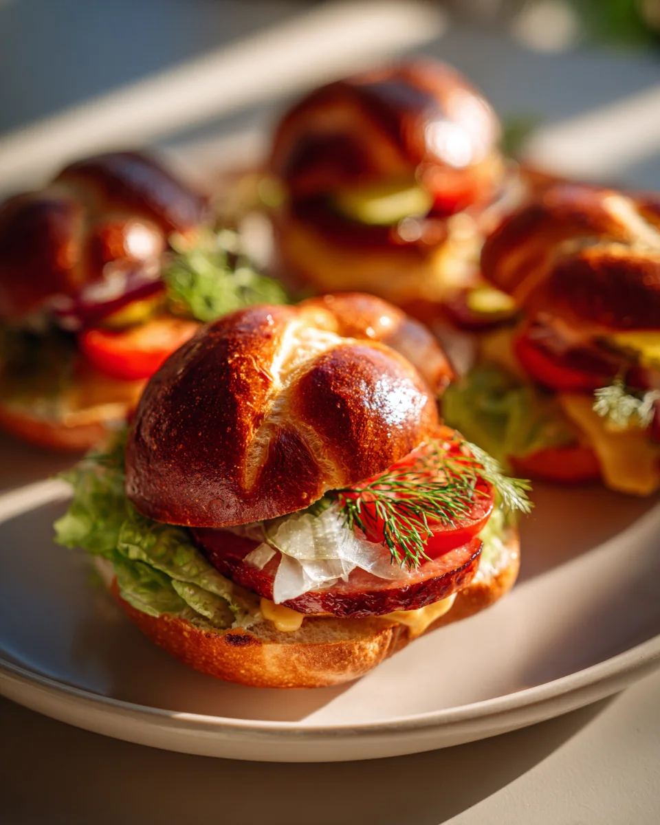 Mini Laugen Burger mit Rinderleberkäse – einfach unwiderstehlich!