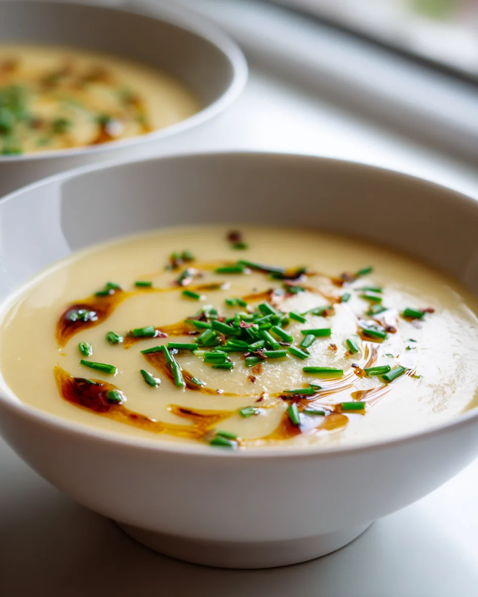 Cremige Kartoffelsuppe mit geröstetem Knoblauch Rezept