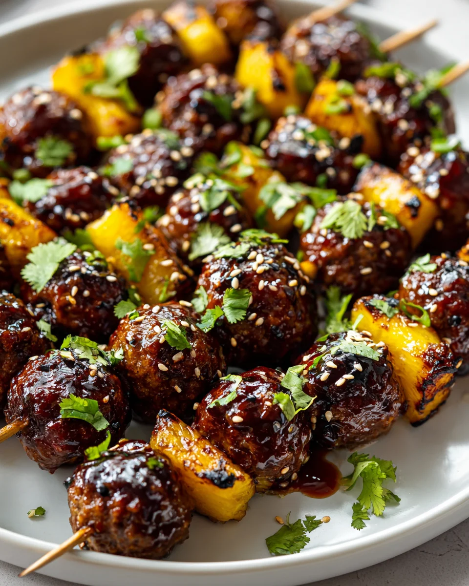 Rezept: Teriyaki Ananas Fleischbällchen-Spieße – Schnell & Lecker!