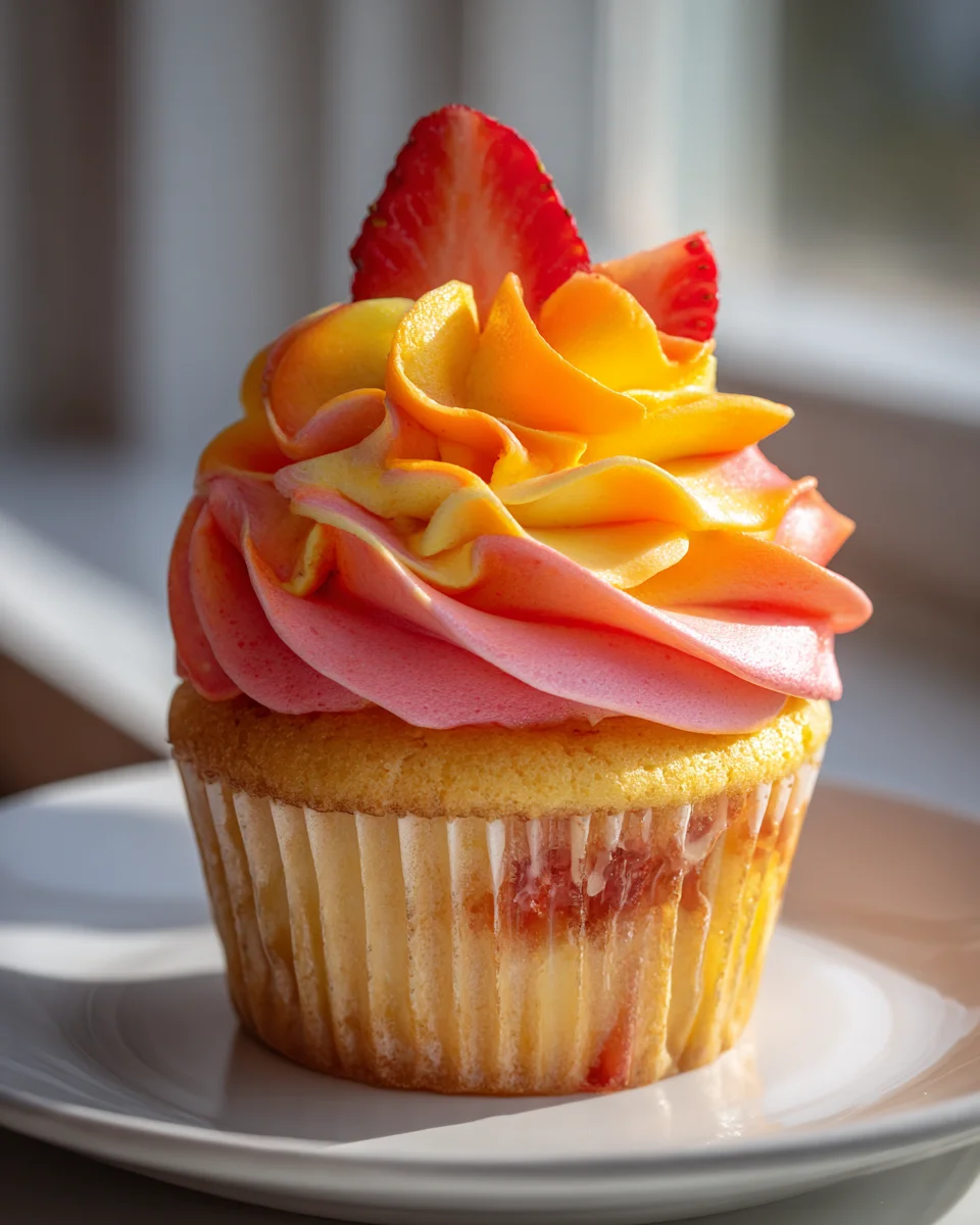 Mango-Erdbeer Sunset Cupcakes: Fruchtiger Sommergenuss!