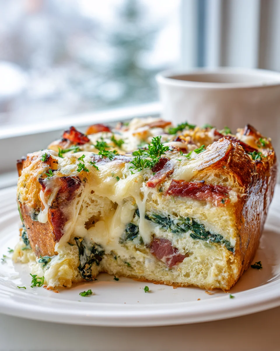 Herzhafte Mozzarella-Rinder-Prosciutto Frühstücks-Strata