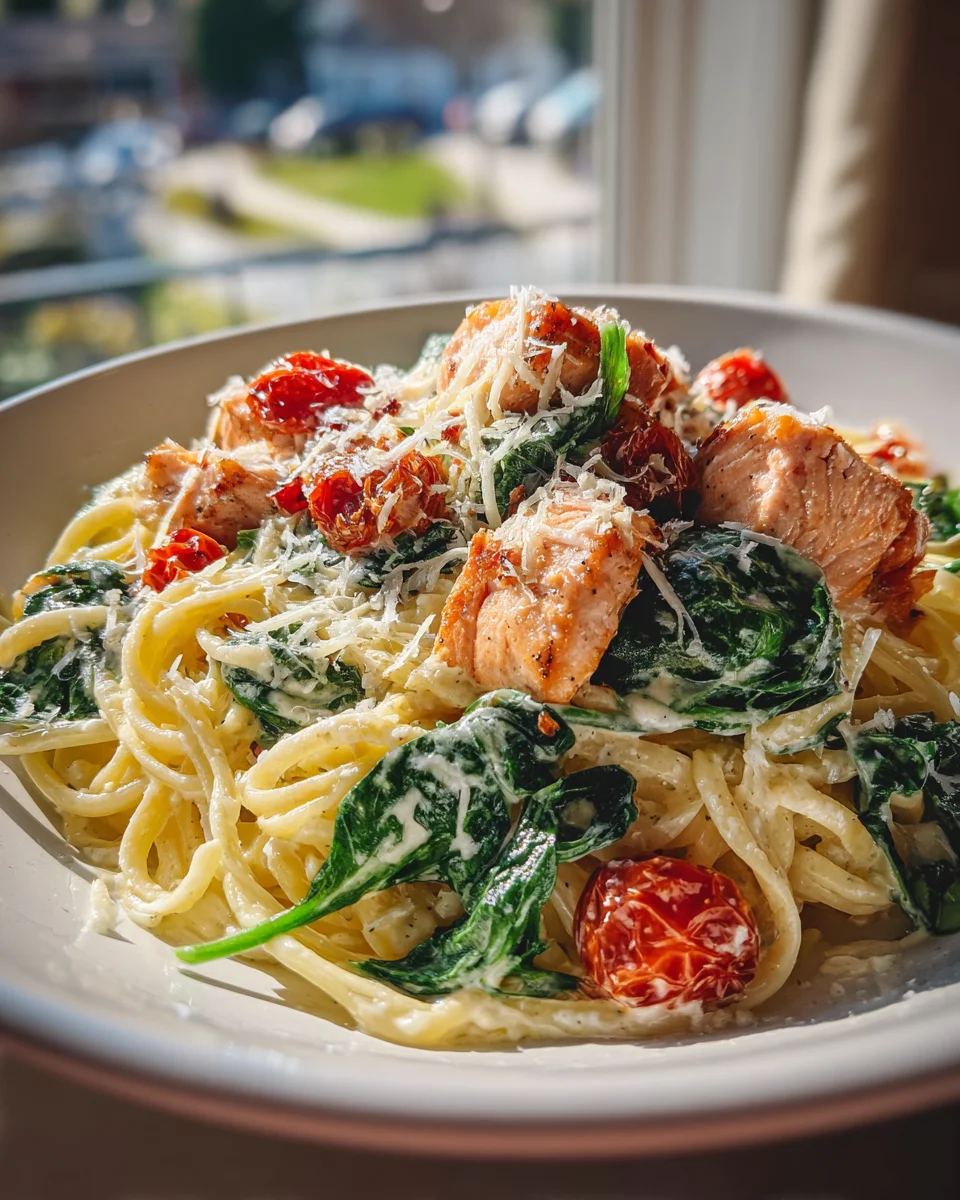 Gesunde cremige toskanische Lachs-Pasta: Lecker und nahrhaft!