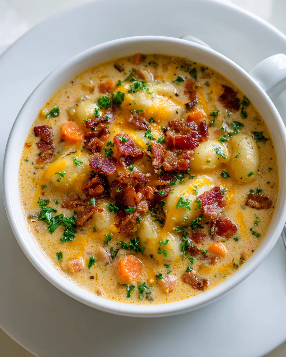 Rindfleisch Bacon Cheddar Gnocchi Suppe: Herzhaft & Cremig