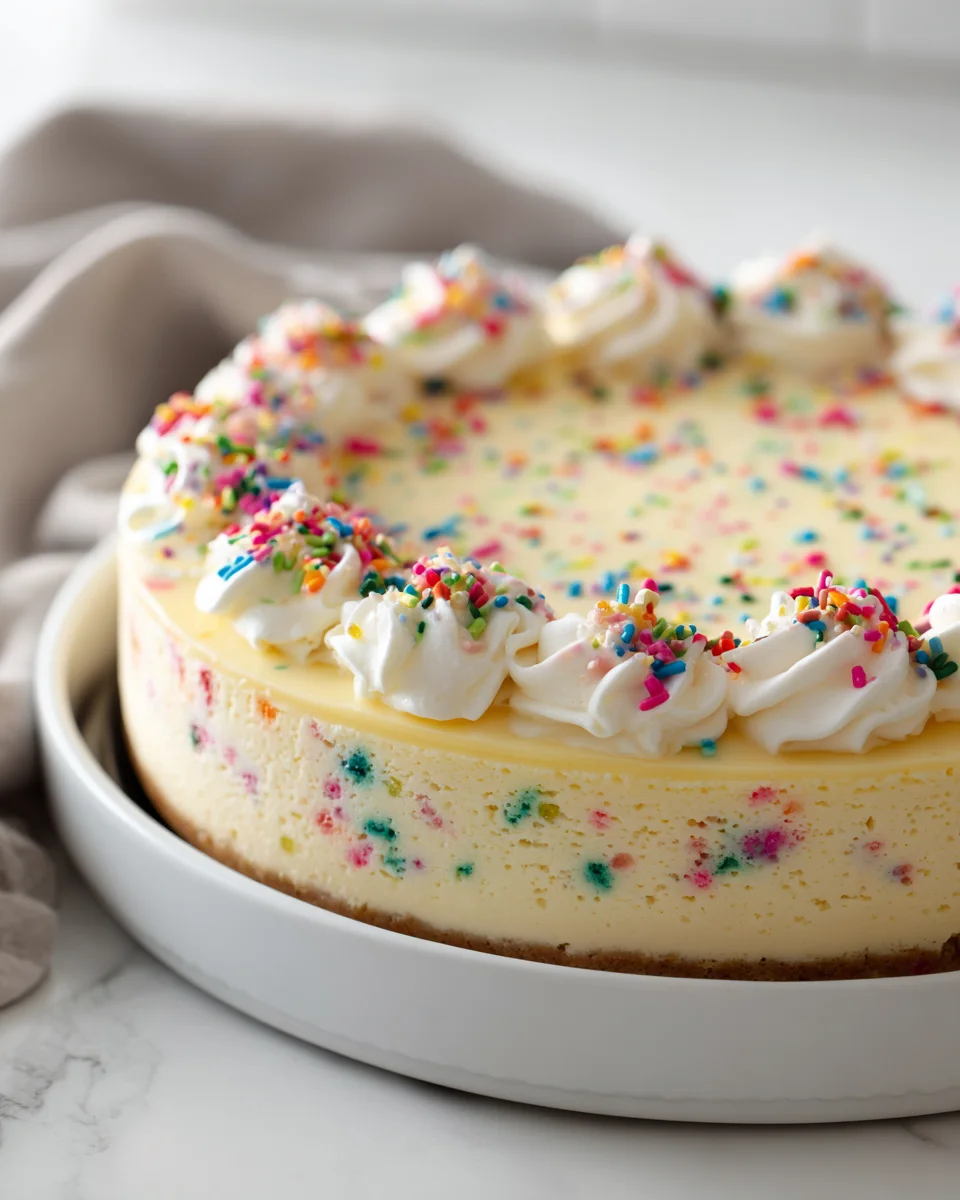 Bunter Funfetti Geburtstagskäsekuchen – fix & ohne Backen!
