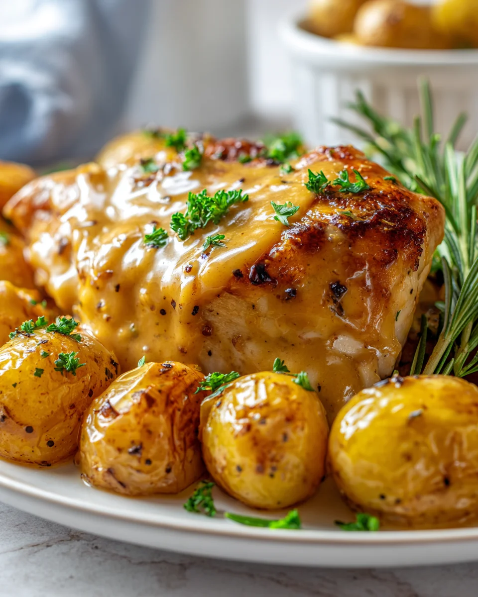 Saftiges Honig-Senf Hähnchen mit knusprigen Rosmarinkartoffeln