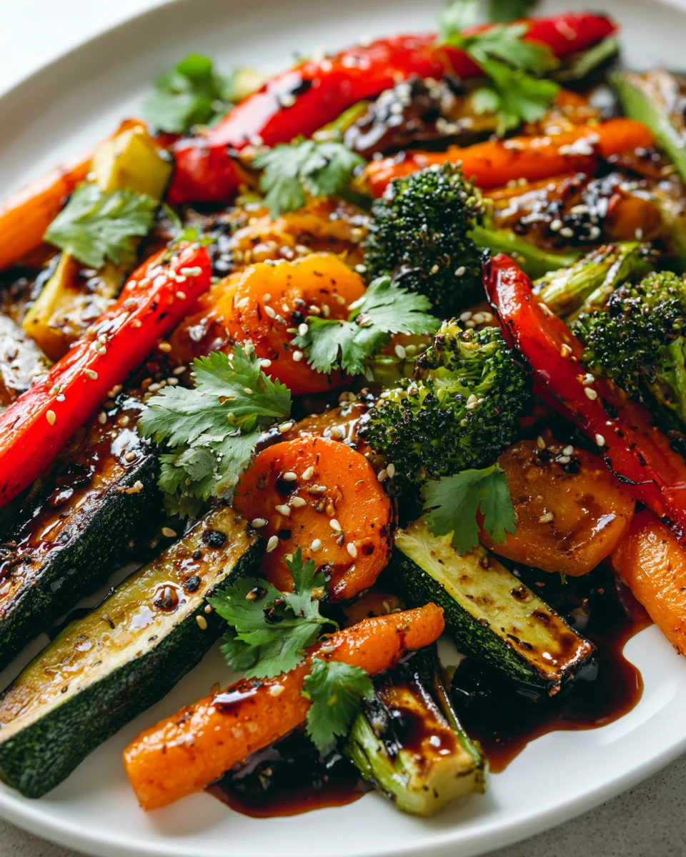 Knuspriges Asiatisches Ofengemüse mit Soja-Sesam-Dressing