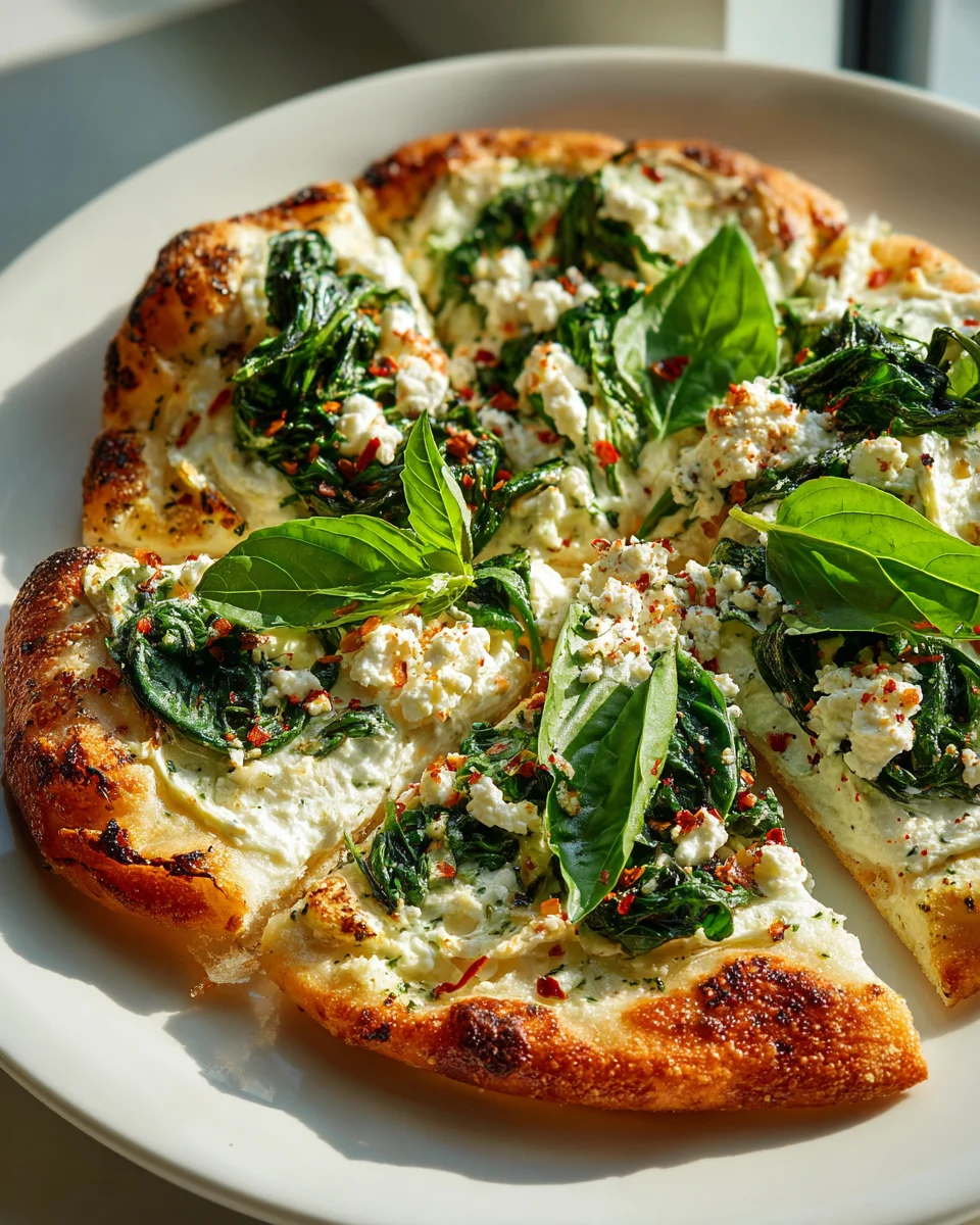 Griechische Pizza: Gerösteter Knoblauch & Spinat Genuss!