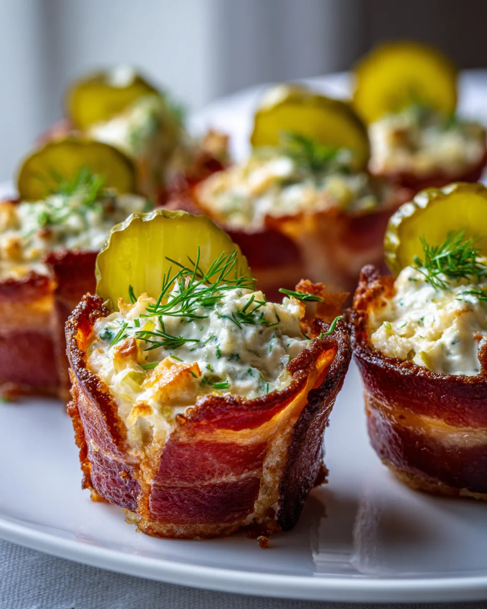 Leckere Käse-Dill-Gurken Rinderspeck-Shots – Schnell & Knusprig