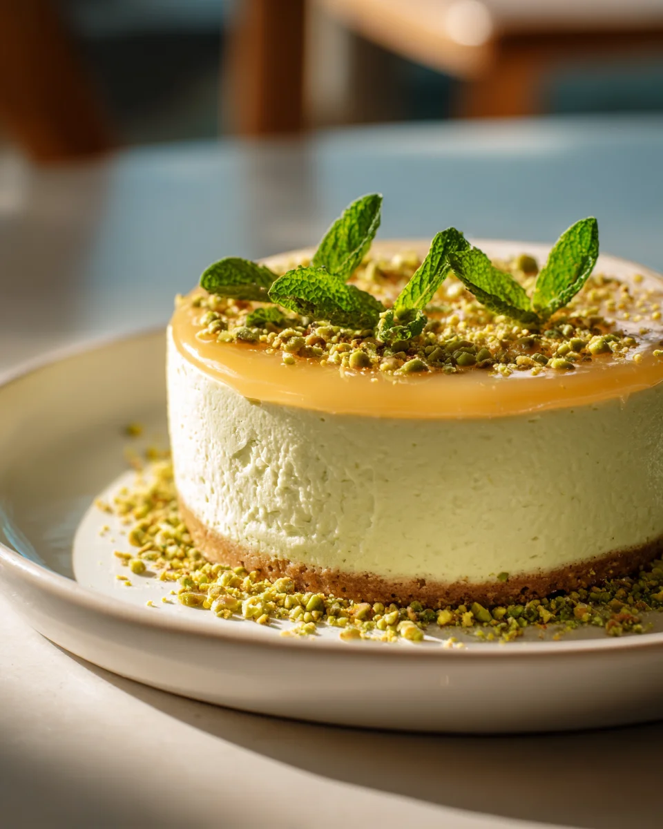 Pistazien Cheesecake mit Himnon-alcoholic beer Topping – WoW!
