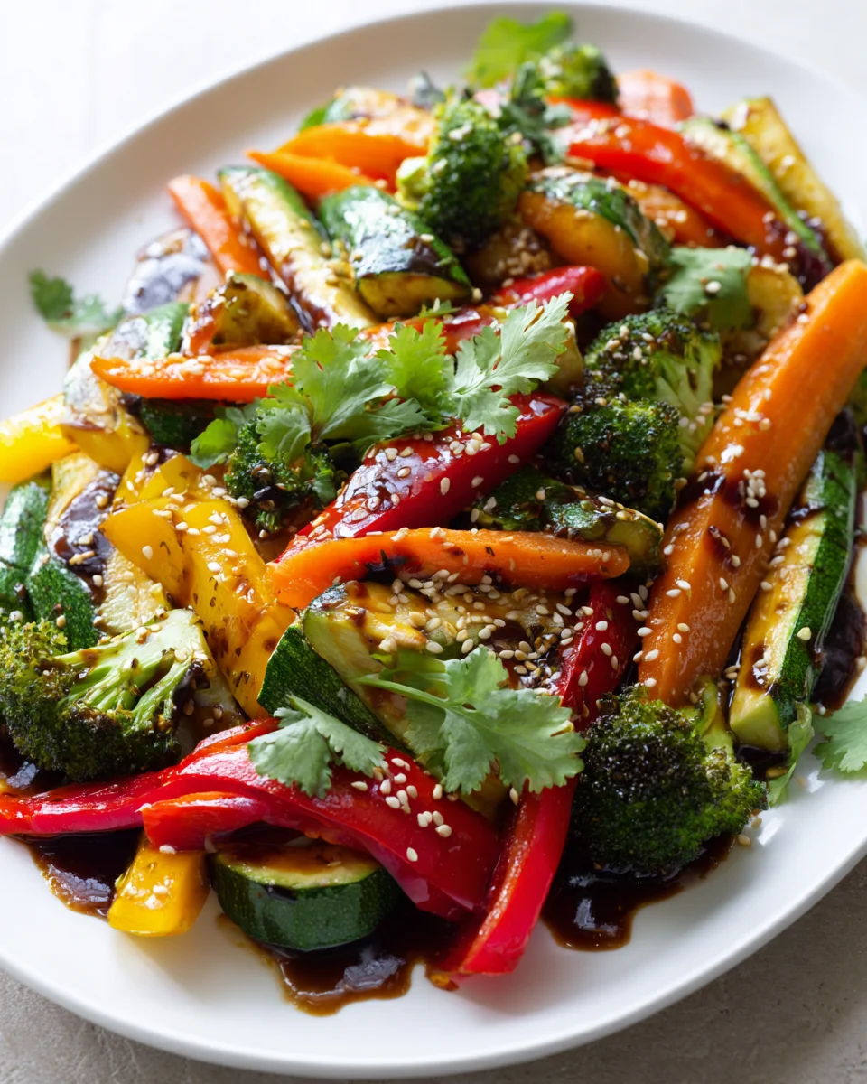 Knuspriges Asiatisches Ofengemüse mit Soja-Sesam-Dressing