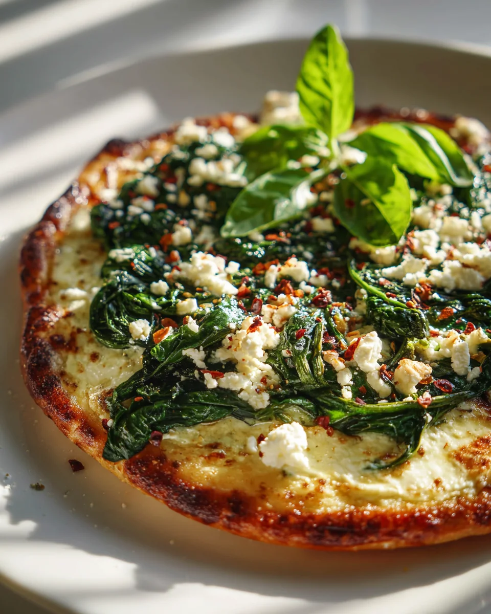 Griechische Pizza: Gerösteter Knoblauch & Spinat Genuss!