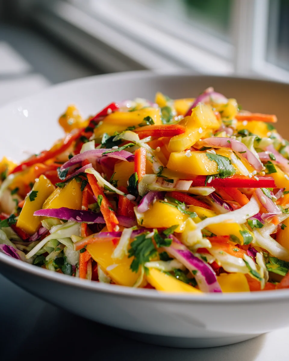 Süß-saurer Mango Slaw: Perfekt zu gegrilltem Rindfleisch!