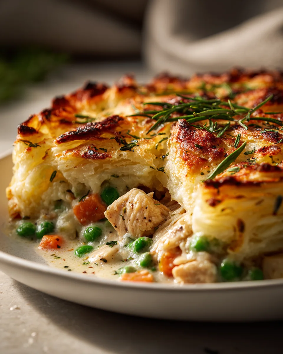 Rosemarin-Hähnchen-Pot Pie mit Kartoffelkruste – Herzhaft!