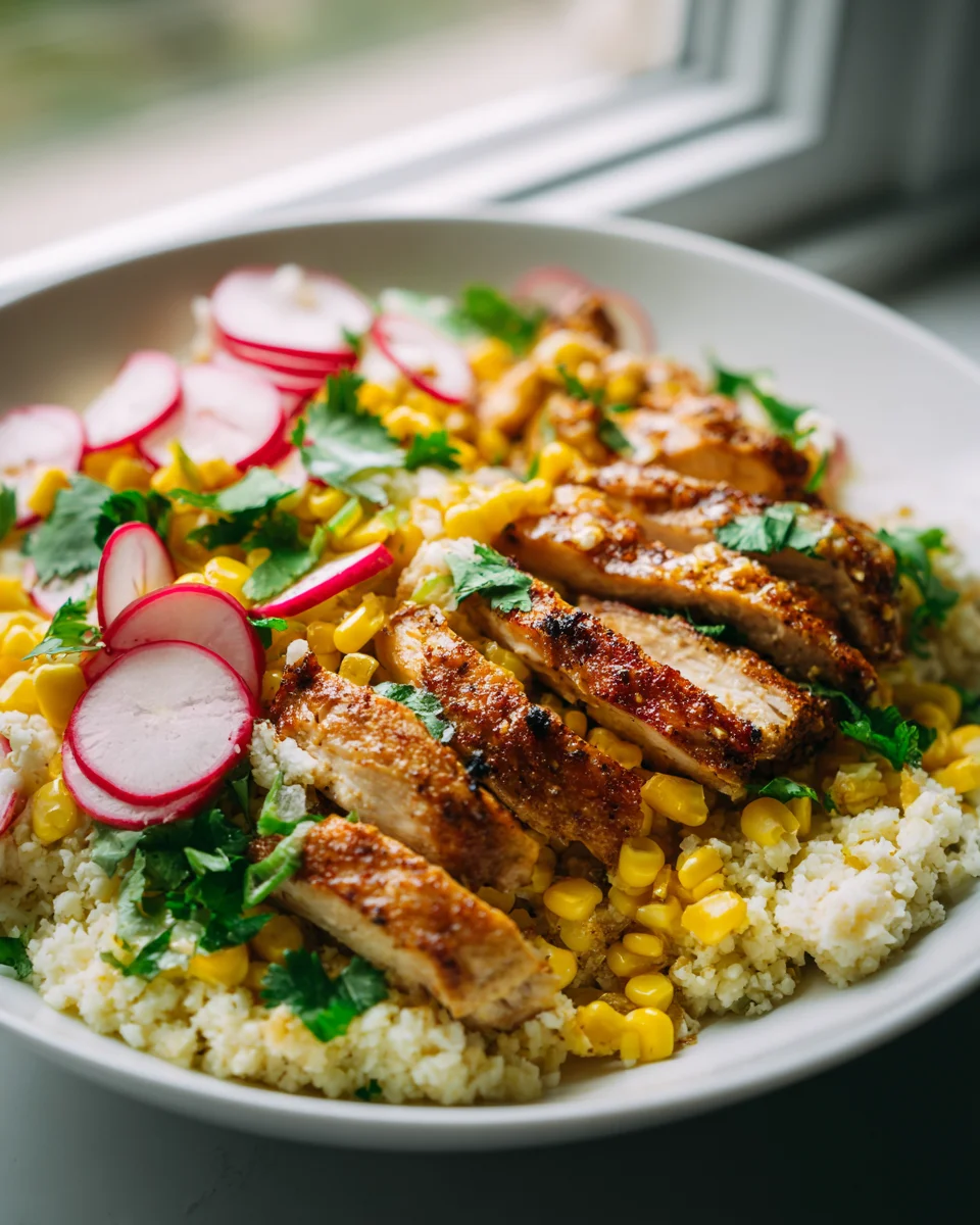 Schnelle Low Carb Chicken Blumenkohlreis Bowl – Gesund genießen!