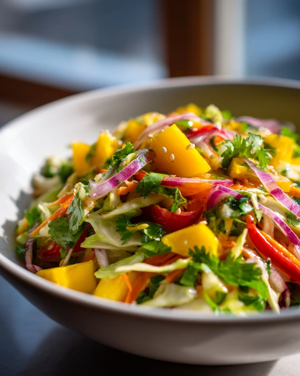 Süß-saurer Mango Slaw: Perfekt zu gegrilltem Rindfleisch!