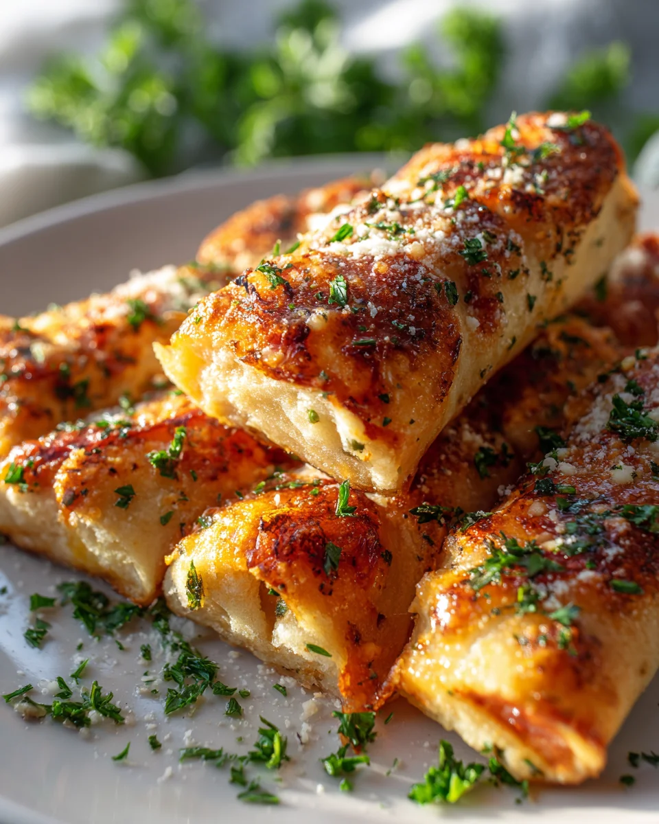 Knusprige Pizza Roll Breadsticks mit Kräuterbutter & Parmesan