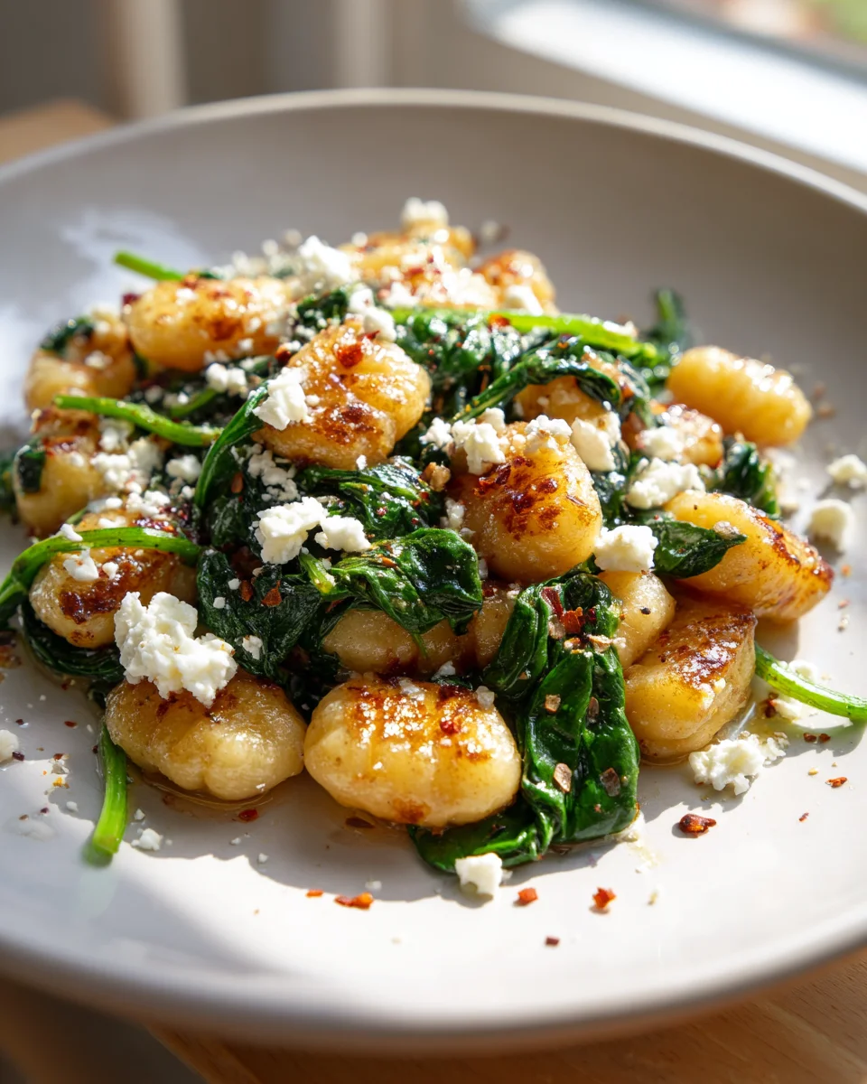 Knusprige Gnocchi mit Spinat und Feta: Dein schnelles Rezept.