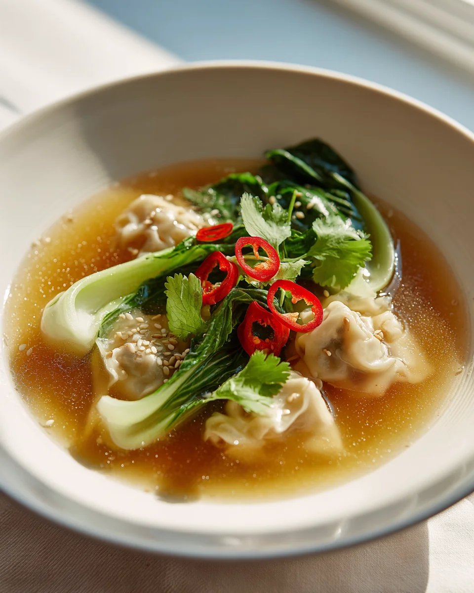 Hähnchen Ingwer Wonton Suppe: Herzhaft & Lecker mit Pak Choi!