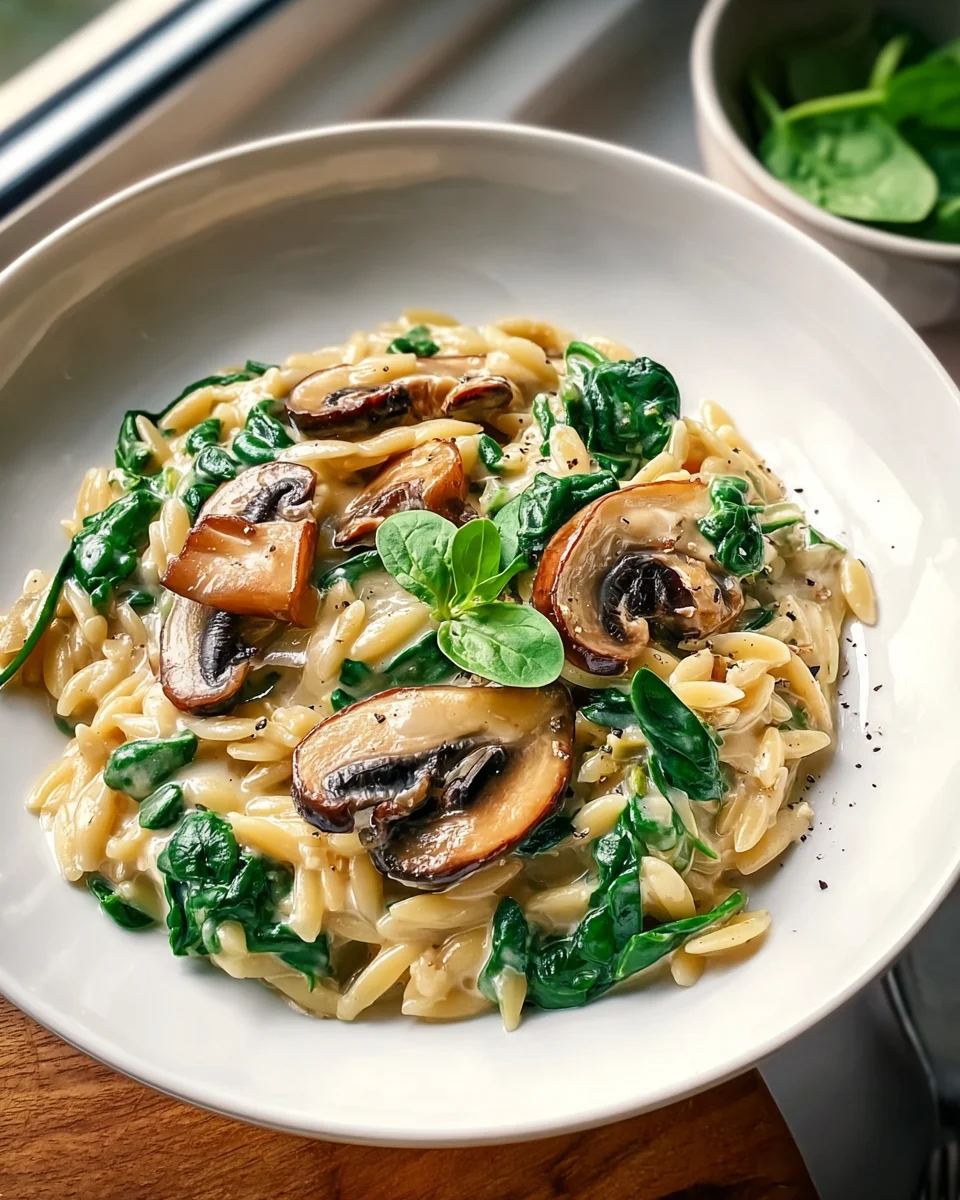 Cremiges Orzo Gericht mit Pilzen & Spinat: Dein Favorit!
