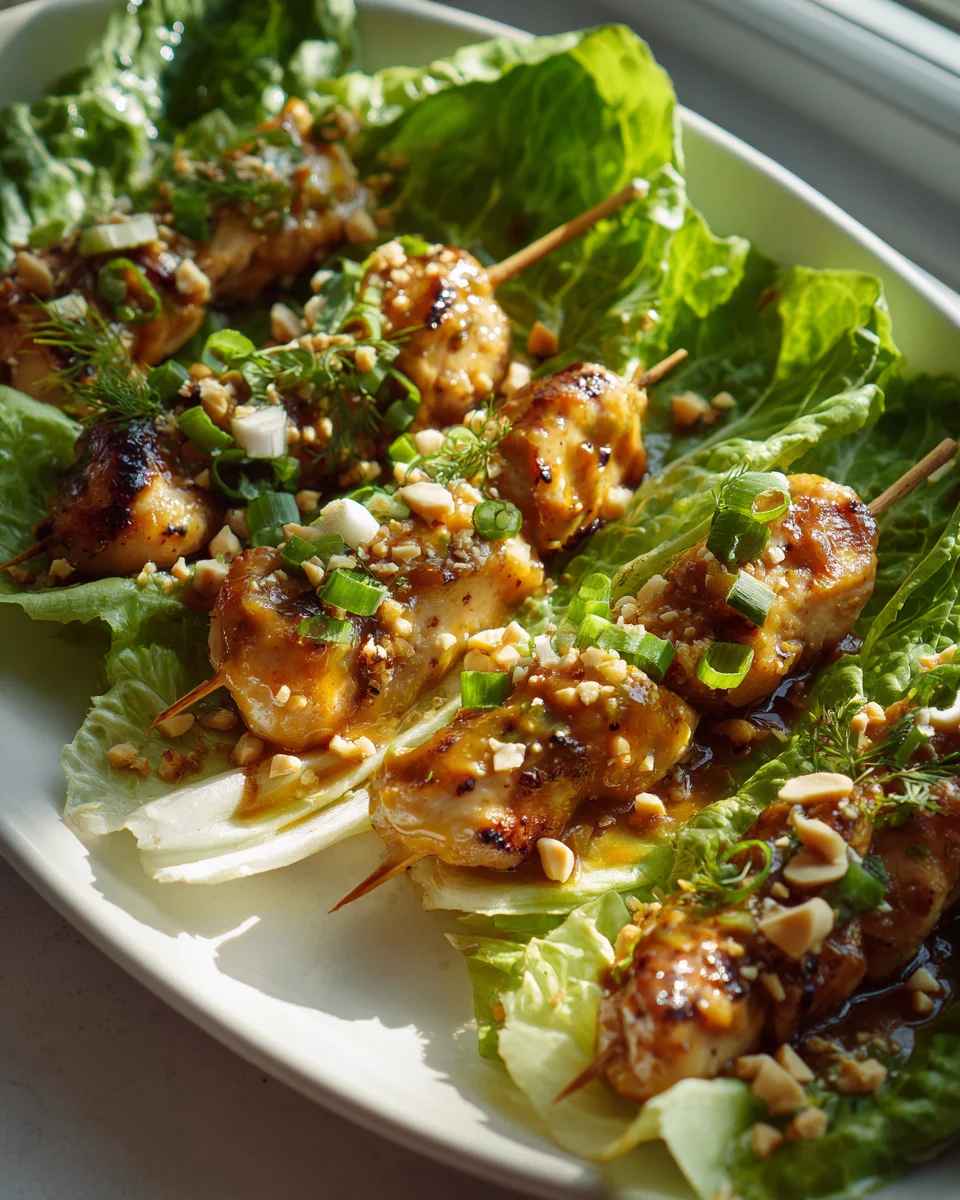 Rezept: Bang Bang Hähnchen Salatwickel-Spieße – Dein Genuss!