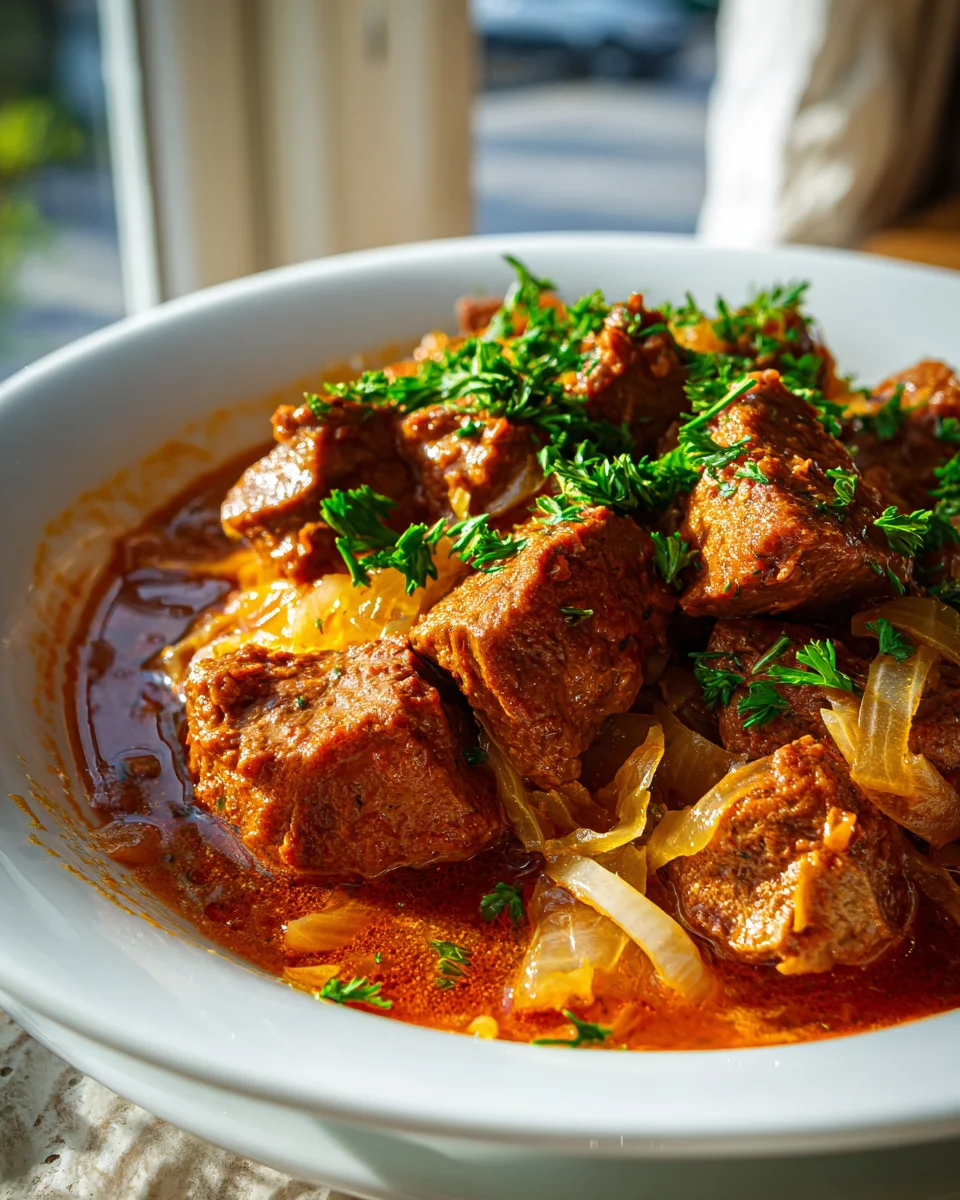Zelny Gulasch: Herzhaftes Krautgulasch mit Rindfleisch