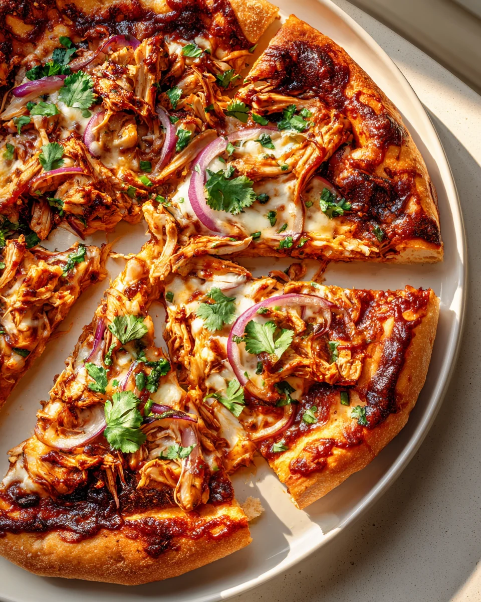 BBQ Hähnchen Pizza: Knusprig & würzig mit roten Zwiebeln