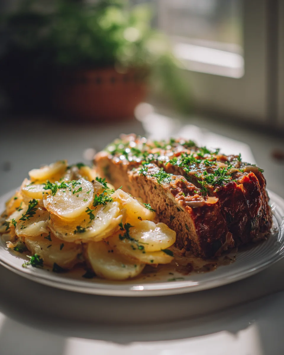 Rustikaler Hackbraten & extra cremiges Kartoffelgratin in Sahne